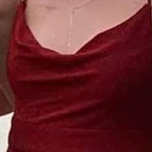 David's Bridal Cowl Neck Red Formal Dress
